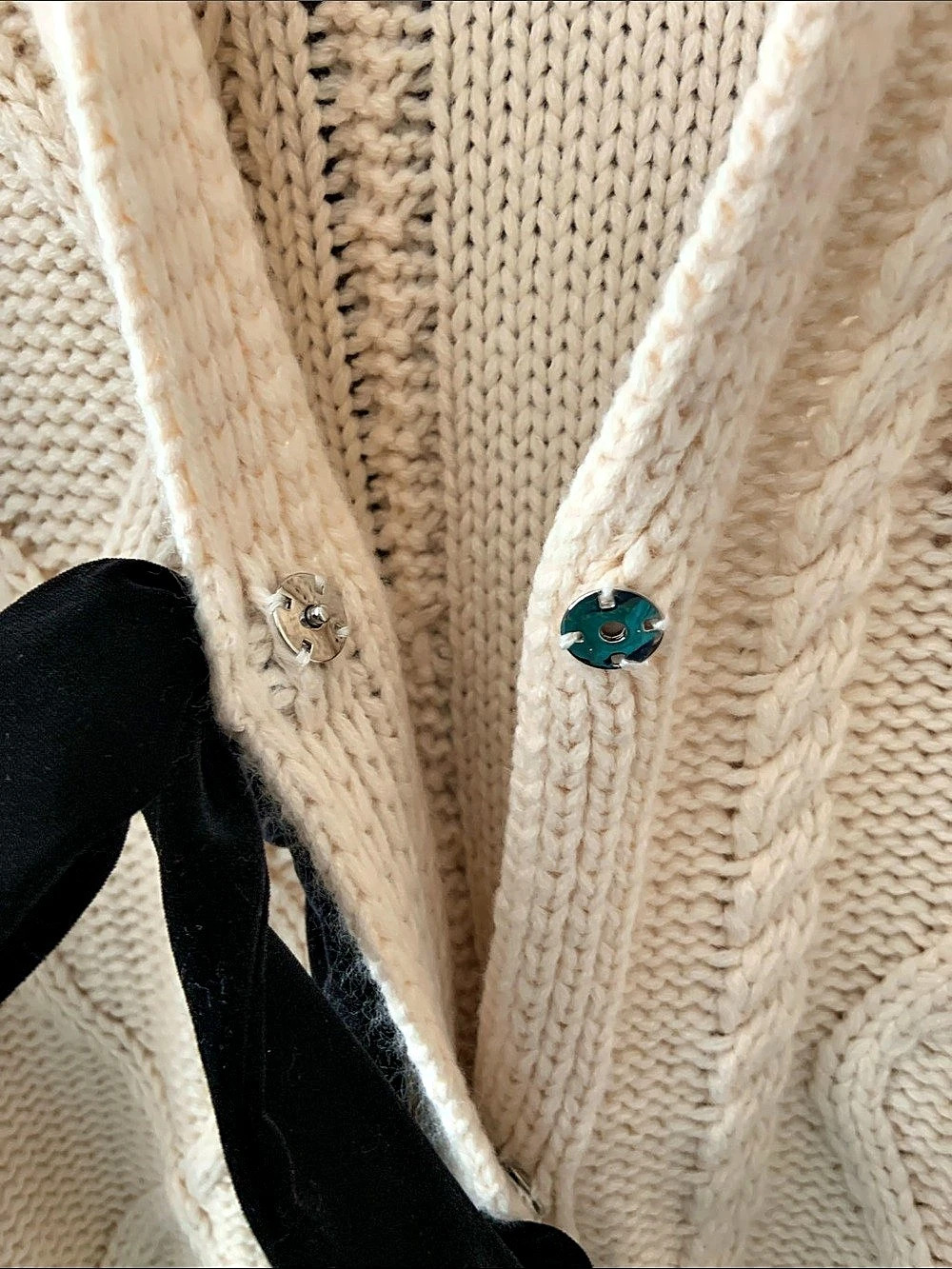 Hyacinth House Cream & Black Velvet Bows Bess Cardigan Bess Cardigan - Picture 5 of 5